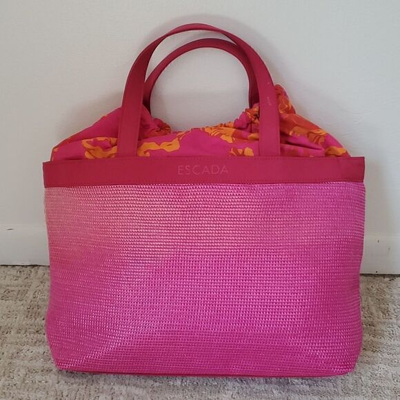 Escada | Tropical Punch Woven Beach Tote - Picture 1 of 7